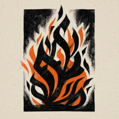 Een symbolische zwart-witillustratie van vuur